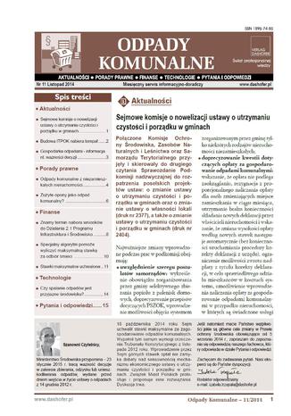 Opady komunalne on-line ONNOK 11/2014 Zespół autorów - specjalistów w zakresie gospodarki odpadami komunalnymi, prawa i technologii - okladka książki