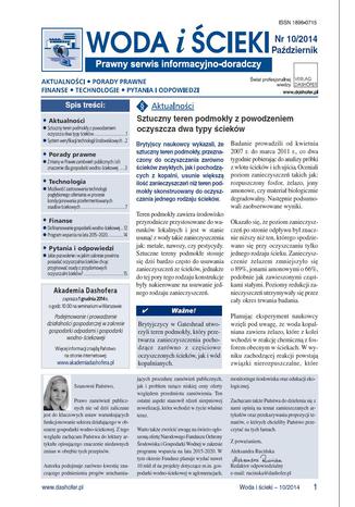 Woda i ścieki on-line ONNWIS 10/2014 Zespół autorów-specjalistów w zakresie prawa oraz gospodarki wodnej i ściekowej - okladka książki