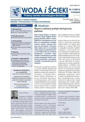 Woda i ścieki nr.11/2014 opracowanie zbiorowe - okladka książki