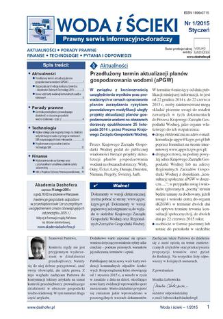 Woda i ścieki on-line nr 1/2015 Zespół autorów-specjalistów w zakresie prawa oraz gospodarki wodnej i ściekowej - okladka książki
