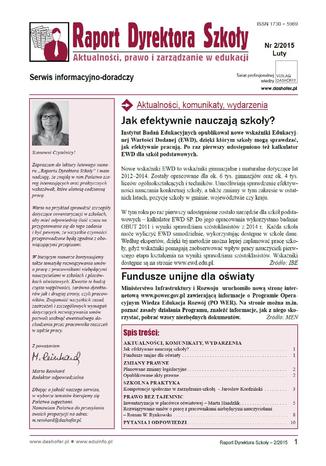 Raport Dyrektora Szkoły on-line nr 2/2015 Elżbieta Goźlińska, Katarzyna Koletyńska, Ewa Preis, Elzbieta Wichrowska, Ewa Kedracka, Lucyna Korga, Jarosław Kordziński, Jerzy Śliwa - okladka książki