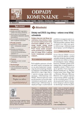 Odpady komunalne on-line nr 3/2015 Zespół autorów - specjalistów w zakresie gospodarki odpadami komunalnymi, prawa i technologii - okladka książki