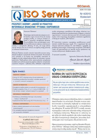 ISO Serwis. Wszystko o normach i systemach zarządzania jakością. Nr 4/2015 Opracowanie zbiorowe - okladka książki
