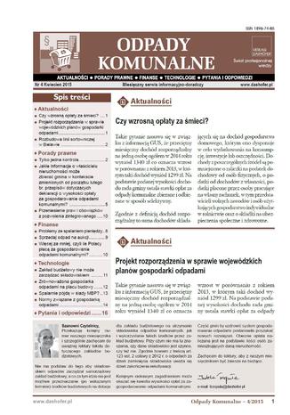 Odpady komunalne on-line nr 4/2015 Zespół autorów - specjalistów w zakresie gospodarki odpadami komunalnymi, prawa i technologii - okladka książki