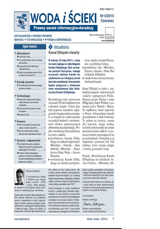 Woda i ścieki on-line nr 6/2015 Zespół autorów-specjalistów w zakresie prawa oraz gospodarki wodnej i ściekowej - okladka książki