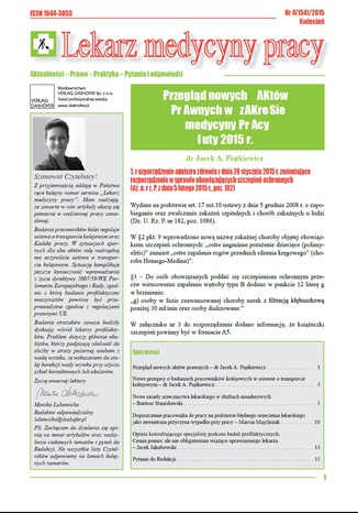 Lekarz Medycyny Pracy on-line Nr.4/2015 Opracowanie zbiorowe - okladka książki