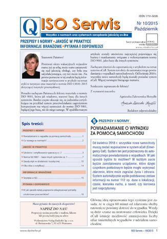 ISO Serwis. Wszystko o normach i systemach zarządzania jakością. Nr 10/2015 opracowanie zbiorowe - okladka książki