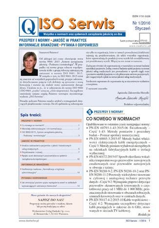 	 ISO serwis on-line 1/2016 Zespół autorów, pod redakcją mgr. inż. Marka Muchy - okladka książki