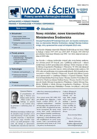 Woda i ścieki on-line nr 12/2015 opracowanie zbiorowe - okladka książki