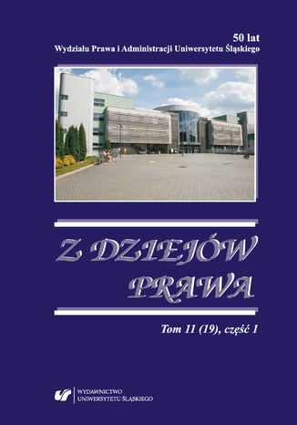 Z Dziejów Prawa. T. 11 (19) część 1 red. Marian Mikołajczyk, Wojciech Organiściak - okladka książki