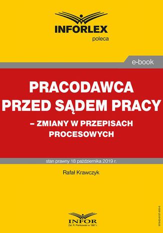 Pracodawca przed sądem pracy  zmiany w przepisach procesowych Rafał Krawczyk - okladka książki