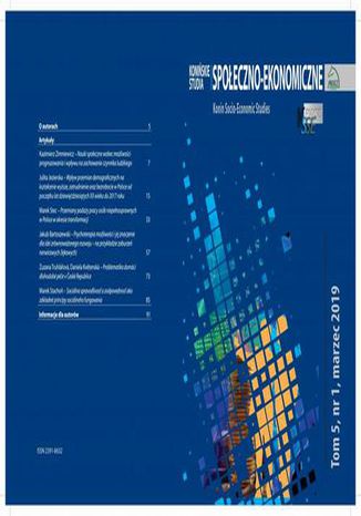 Konińskie Studia Społeczno-Ekonomiczne Tom 5 Nr 1 2019 Jakub Bartoszewski - okladka książki