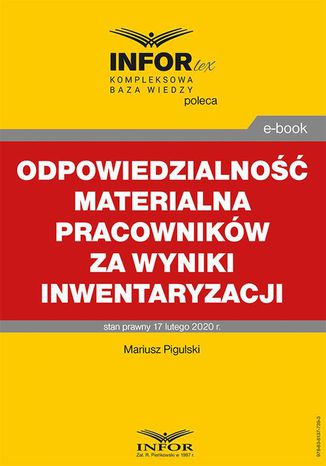 Odpowiedzialność materialna pracowników za wyniki inwentaryzacji Mariusz Pigulski - okladka książki