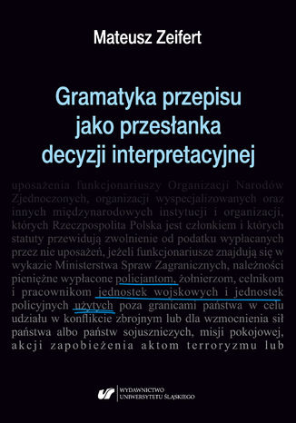 Gramatyka przepisu jako przesłanka decyzji interpretacyjnej Mateusz Zeifert - okladka książki