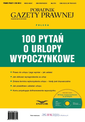 100 pytań o urlopy wypoczynkowe Infor PL - okladka książki
