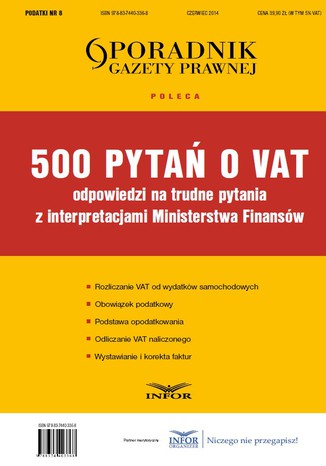 500 pytań o VAT - odpowiedzi z interpretacjami MF Infor PL - okladka książki