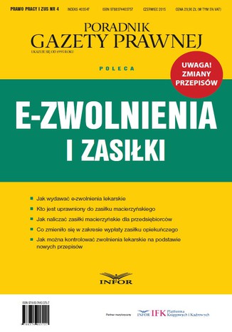 E-zwolnienia i zasiłki Infor PL - okladka książki