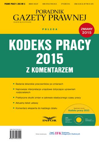 Kodeks pracy 2015 z komentarzem Infor PL - okladka książki