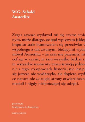 Austerlitz W. G. Sebald - okladka książki