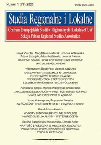 Studia Regionalne i Lokalne nr 1(79)/2020 Joanna Witkowska, Przemysław Śleszyński, Anna Kołomycew, Bogusław Kotarba, Adam Mytlewski, Jacek Zaucha, Magdalena Matczak, Adam Szczęch, Joanna Pardus, Damian Mazurek, Agnieszka Sobol, Monika Krakowiak-Drzewiecka, Marek Mazurkiewicz, Sabina Baraniewicz-Kotasińska, Donata Adler - okladka książki