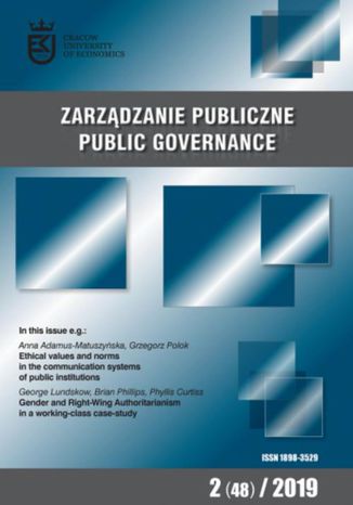 Zarządzanie Publiczne nr 2(48)/2019 Piotr Wróbel, Anna Adamus-Matuszyńska, Aleksander Noworól, Grzegorz Polok, Agnieszka Wincewicz-Price, George Lundskow, Brian Phillips, Phyllis Curtiss, Adam Mateusz Suchecki, Dorota Jendza - okladka książki