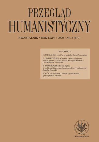 Przegląd Humanistyczny 2020/3 (470) Tomasz Wójcik - okladka książki