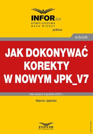 Jak dokonywać korekty w nowym JPK_V7 Marcin Jasiński - okladka książki