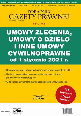 Umowy zlecenia, umowy o dzieło i inne umowy cywilnoprawne od 1 stycznia 2021 r Praca zbiorowa - okladka książki