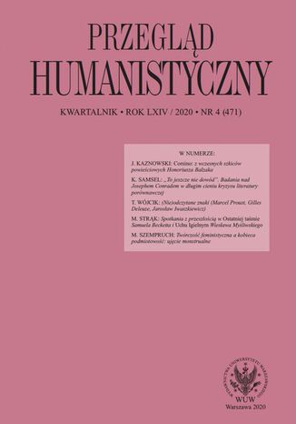 Przegląd Humanistyczny 2020/4 (471) Tomasz Wójcik - okladka książki