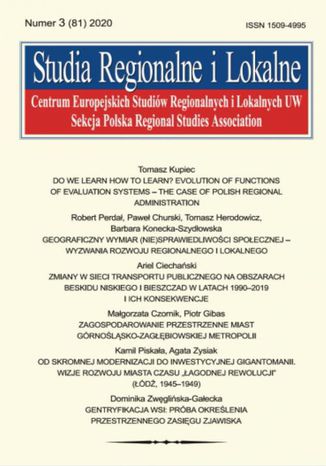 Studia Regionalne i Lokalne nr 3(81)/2020 Ariel Ciechański, Małgorzata Czornik, Agata Zysiak, Piotr Gibas, Kamil Piskała, Paweł Churski, Robert Perdał, Barbara Konecka-Szydłowska, Tomasz Herodowicz, Dominika Zwęglińska-Gałecka, Tomasz Kupiec - okladka książki