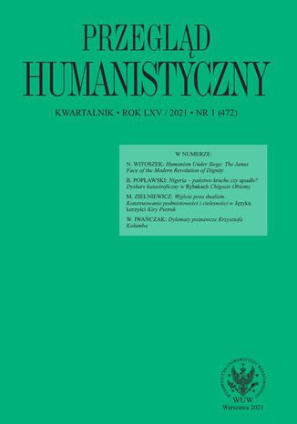 Przegląd Humanistyczny 2021/1 (472) Tomasz Wójcik - okladka książki