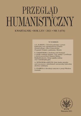 Przegląd Humanistyczny 2021/3 (474) Tomasz Wójcik - okladka książki