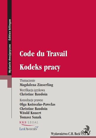 Kodeks pracy. Code du Travail Magdalena Zinserling, Christine Baudoin - okladka książki