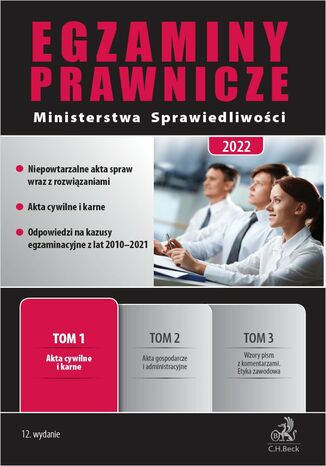 Egzaminy Prawnicze Ministerstwa Sprawiedliwości 2022. Tom 1. Akta cywilne i karne Stefan Jaworski - okladka książki