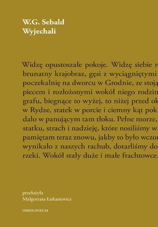 Wyjechali W. G. Sebald - okladka książki