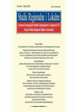 Studia Regionalne i Lokalne 1 (83) 2021 Małgorzata Bielecka, Mariusz Kwiatkowski, Paweł Kliber, Agnieszka Pawłowska, Dagmara Kociuba, Katarzyna Radzik-Maruszak, Edyta Masierek, Mateusz Cudo - okladka książki