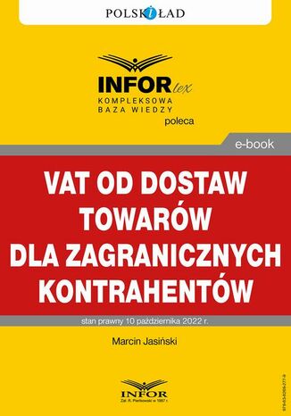 VAT od dostaw towarów dla zagranicznych podatników Marcin Jasiński - okladka książki