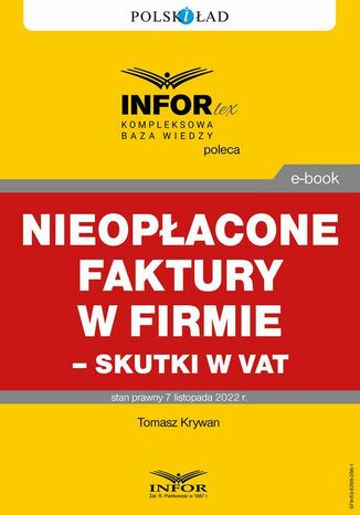 Nieopłacone faktury w firmie  skutki w VAT Tomasz Krywan - okladka książki