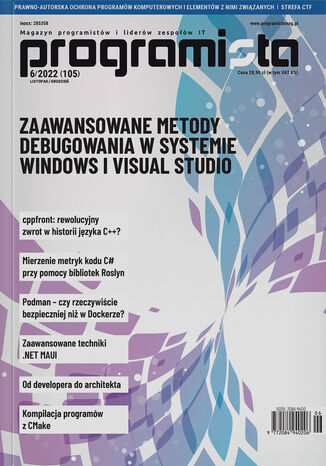 Programista nr 105. Zaawansowane metody debugowania w systemie Windows i Visual Studio Magazyn Programista - okladka książki