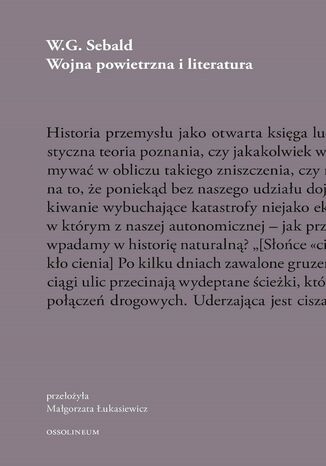 Wojna powietrzna i literatura W. G. Sebald - okladka książki