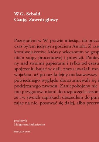 Czuję. Zawrót głowy W.G. Sebald - okladka książki