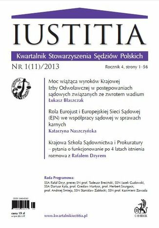 Iustitia. Kwartalnik Stowarzyszenia Sędziów Polskich Nr 1(11)/2013 Krystian Markiewicz - okladka książki