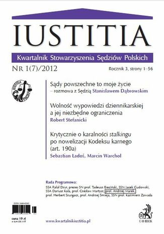 Iustitia. Kwartalnik Stowarzyszenia Sędziów Polskich Nr 1(7)/2012 Krystian Markiewicz - okladka książki