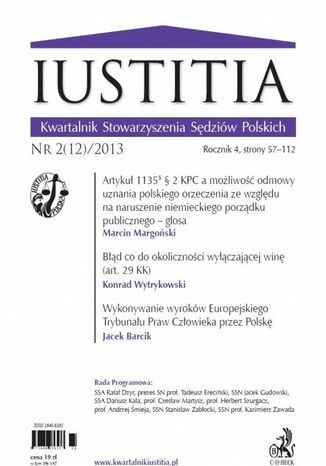 Iustitia. Kwartalnik Stowarzyszenia Sędziów Polskich Nr 2(12)/2013 Krystian Markiewicz - okladka książki