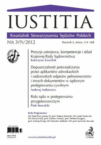 Iustitia. Kwartalnik Stowarzyszenia Sędziów Polskich Nr 3(9)/2012 Krystian Markiewicz - okladka książki