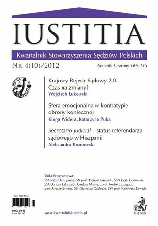 Iustitia. Kwartalnik Stowarzyszenia Sędziów Polskich Nr 4(10)/2012 Krystian Markiewicz - okladka książki