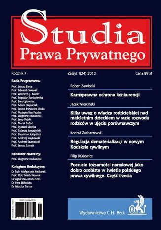 Studia Prawa Prywatnego. Zeszyt 1/2012 Bogudar Kordasiewicz - okladka książki