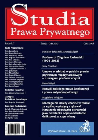 Studia Prawa Prywatnego. Zeszyt 1/2013 Bogudar Kordasiewicz - okladka książki