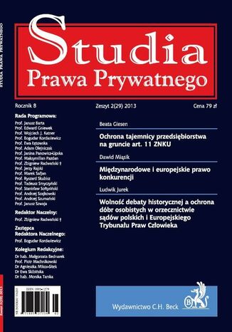 Studia Prawa Prywatnego. Zeszyt 2/2013 Bogudar Kordasiewicz - okladka książki