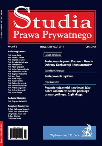 Studia Prawa Prywatnego. Zeszyt 3-4/2011 Bogudar Kordasiewicz - okladka książki